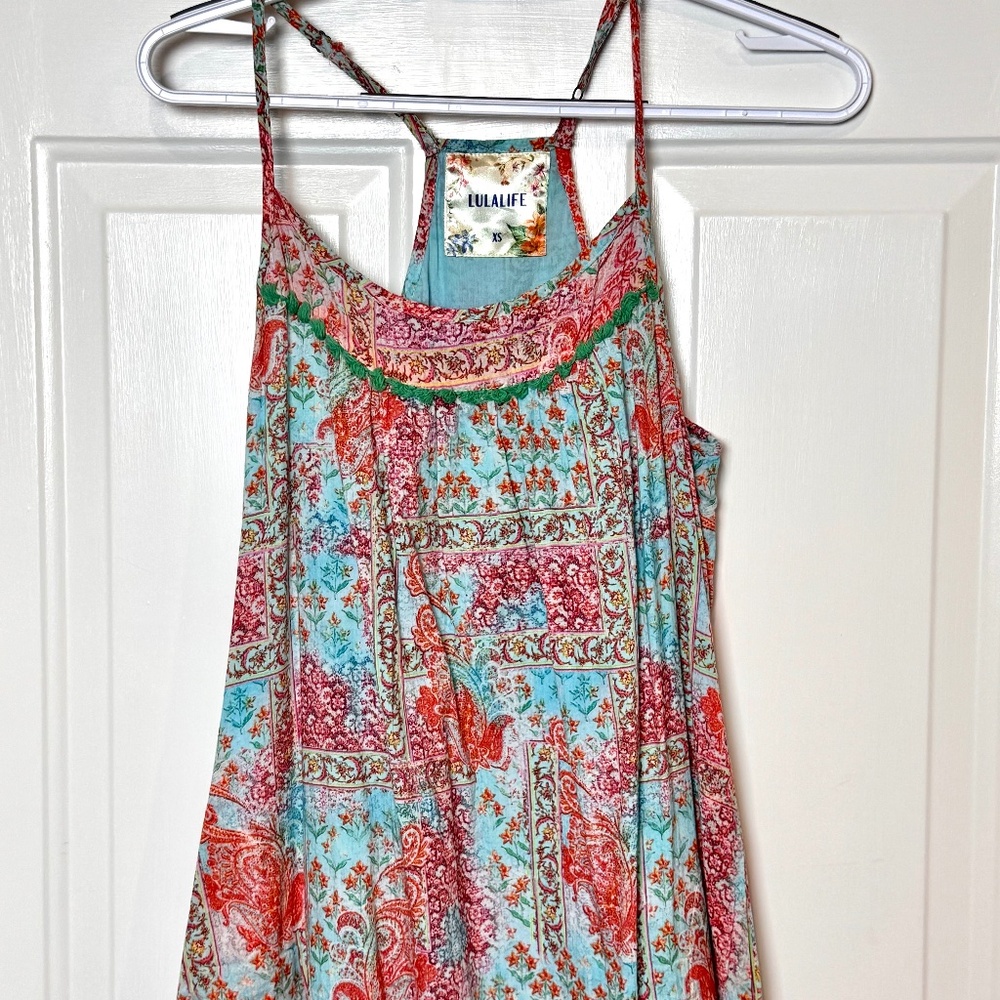 Lulalife Boho Flowy Summer Cotton Sundress, EUC, Size XS Loose Fit